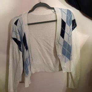 sweater and tube top set from shein light blue and navy plaid